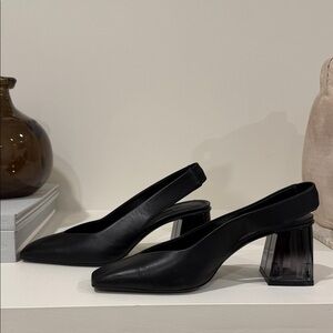 MaxMara Black Slingback Heels with Transparent Block Heel
